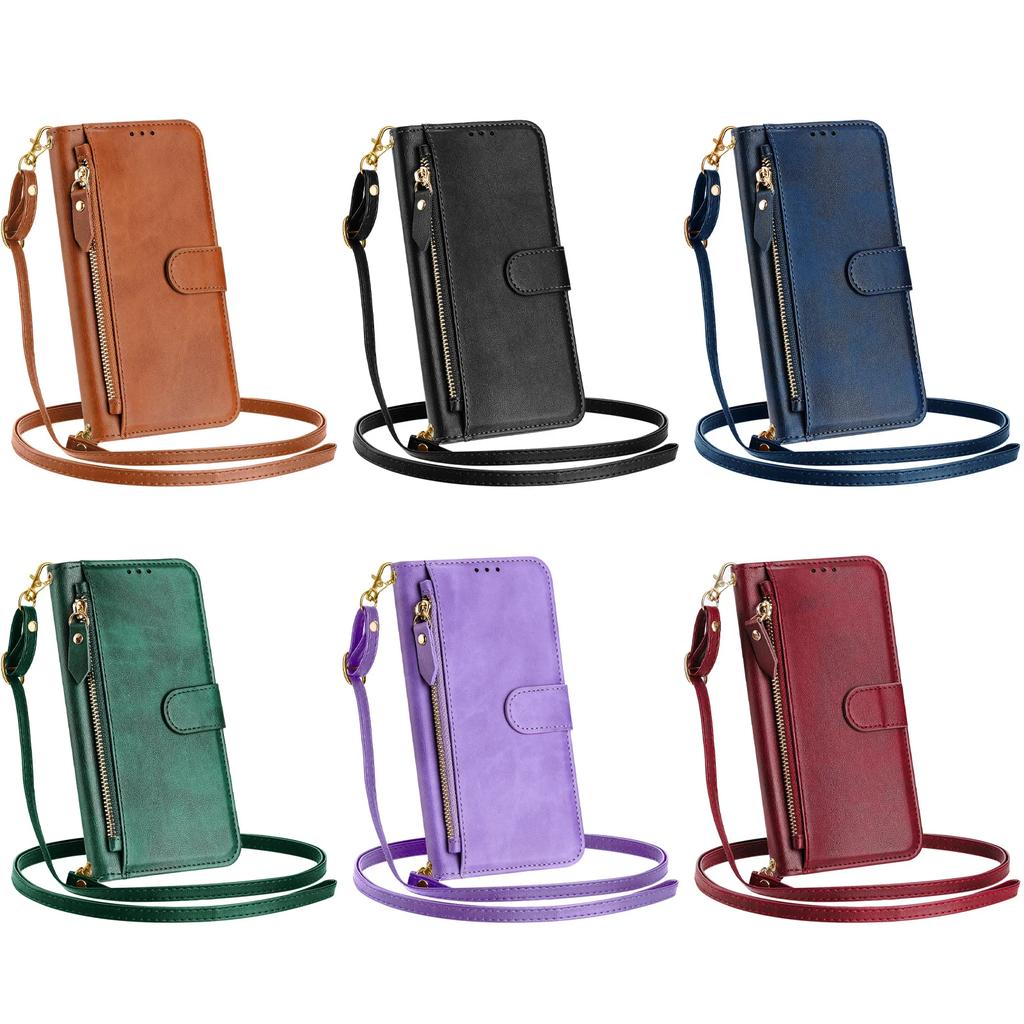 Crossbody Zipper Cards Solt Leather Wallet Case For Xiaomi Redmi Note 13 Pro Plus 12 11 POCO X6 14T 14C Lanyard Strap Bag Cover
