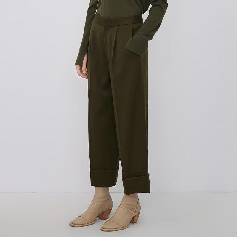 

Women s Wool Blend Straight-Leg Cropped Pants L