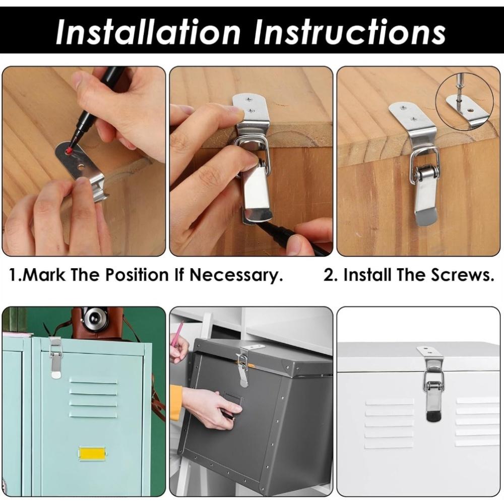 Stainless Steel Toggle Latch Locks - 2 Sets, 90-Degree Polished Metal Cabinet Door Latches with Screws, Heavy-Duty Quick