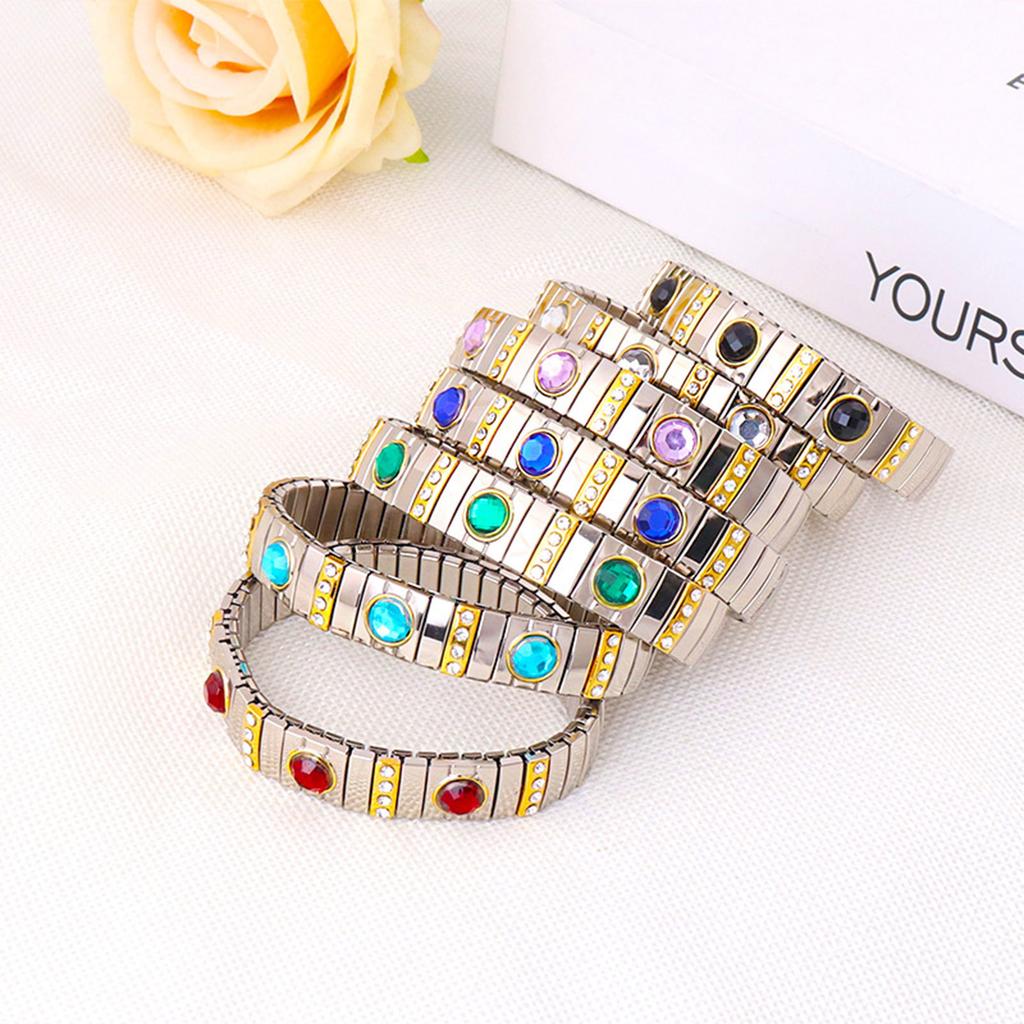 Bohemian Rhinestones Stretch Bracelet Versatile Elastic Rhinestones Wristband Ornament Sophisticated Bracelet Accessory