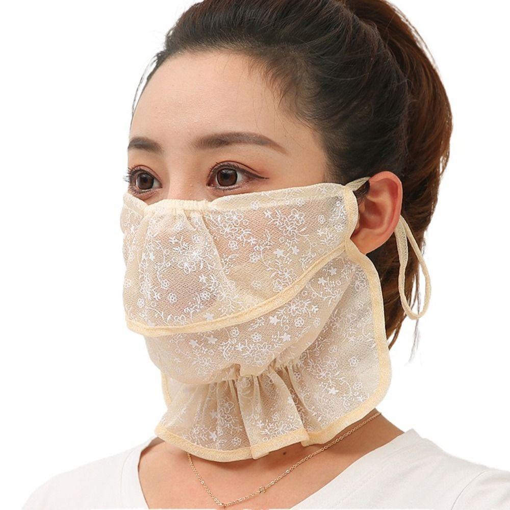 For Women Hanging Ear Sunscreen Sun UV Protection Neck Scarf Face Scarves Face Cover Ice Silk Mask