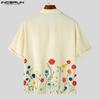 INCERUN Summer Print Men Short Sleeves Holiday Casual Loose Shirts