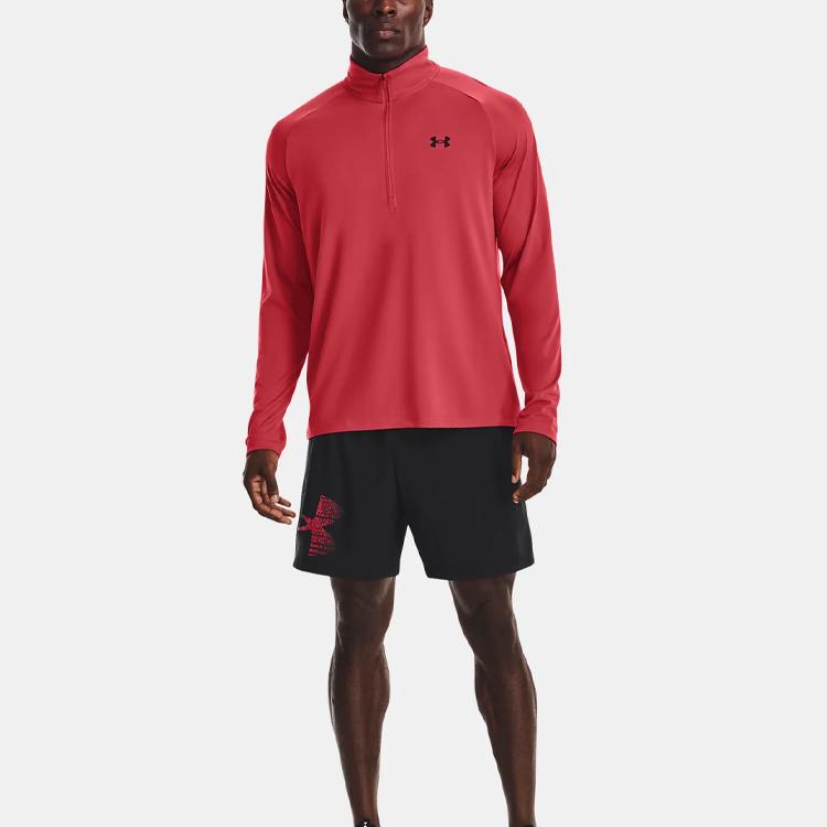 Under Armour Solid Color Elastic Waist Sports Woven Shorts Men Shorts Black 1377139-001