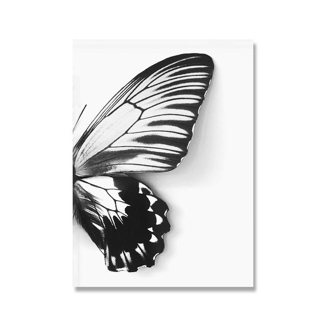

2 шт. настенный художественный постер и печать холст картина черно-белая бабочка скандинавские животные картинки для гостиной домашний декор без рамки 21*30cm No Frame
