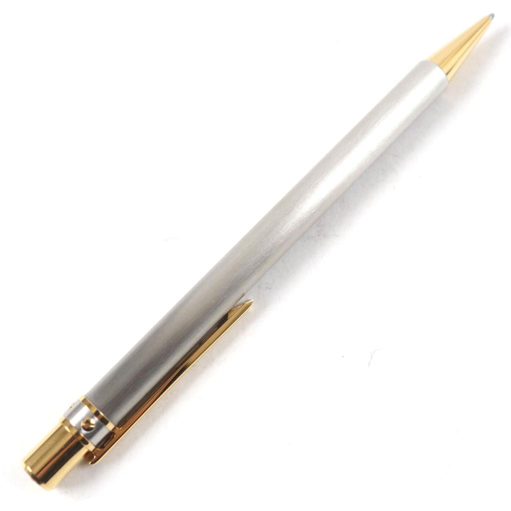 Excellent Cartier Ballpoint pen Logo engraved twist style Silver gold mens Used