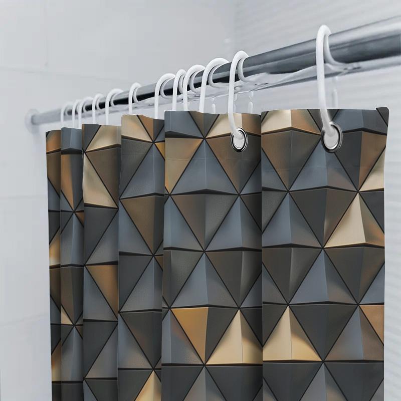 Gold Geometric Shower Curtain Modern Bath Decor With Black Metal Frame For Bathroom Window Size 72 X 72 Inches (183Cm) Aliexpres
