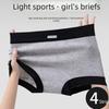 Ladies Spring and Autumn Grey 10A Cotton Extended Crotch Mid Waist Small Flat Angle Briefs