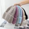 Kaninchenfell Mützen Weiche Warme Flauschige Wintermütze für Damen Angora Strickmütze Beanie Mützen Damen Haube Frau Strickmütze
