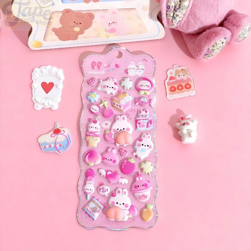 3D Cartoon Animal Butt Peach Sticker Self-Adhesive DIY Decal for Phone Case Scrapbook Stress Relief Art Craft Supply for Kids