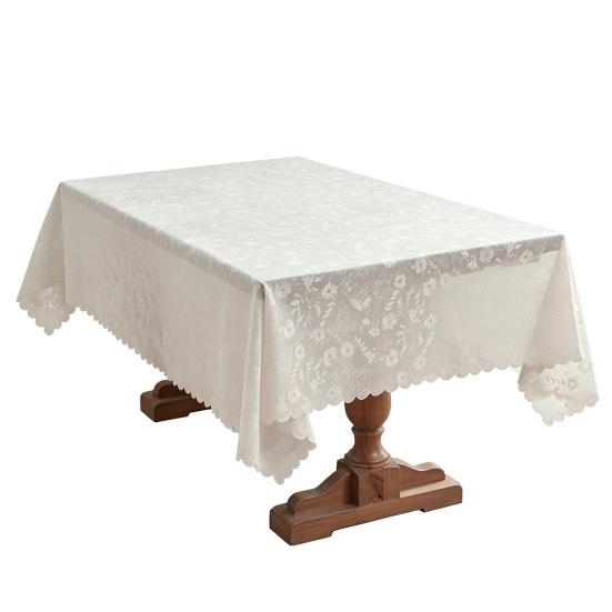 Lace Tablecloth, Wedding Rectangular Table Cloth, Vintage Embossed Floral Lace Table Cover for Tea Party Reception Home Decor