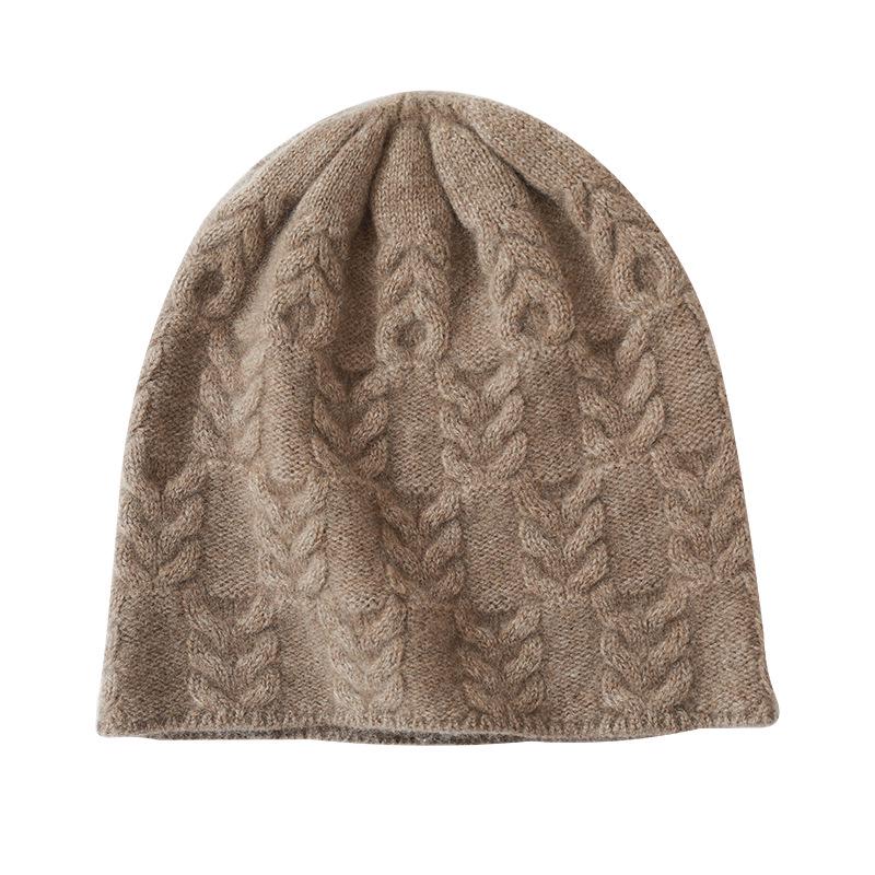 100% Pure Cashmere Women's Versatile Chunky Knit Fisherman Hat - Thickened Warm Solid Color for Casual Wear