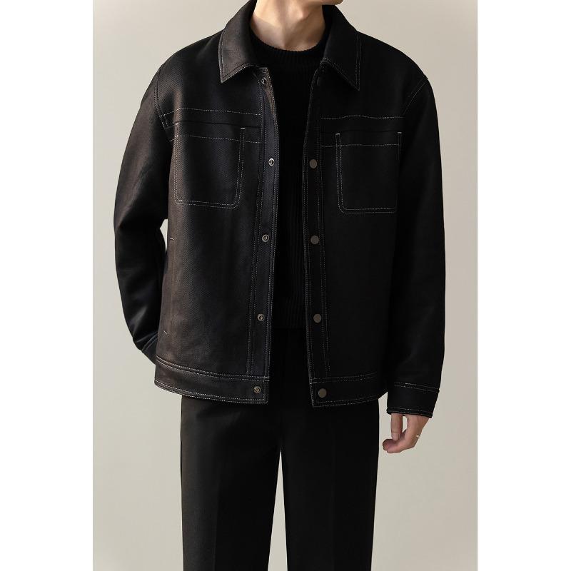 

Весенне-осенняя куртка корейская версия свободная повседневная мужская короткая с лацканами модное пальто 3XL