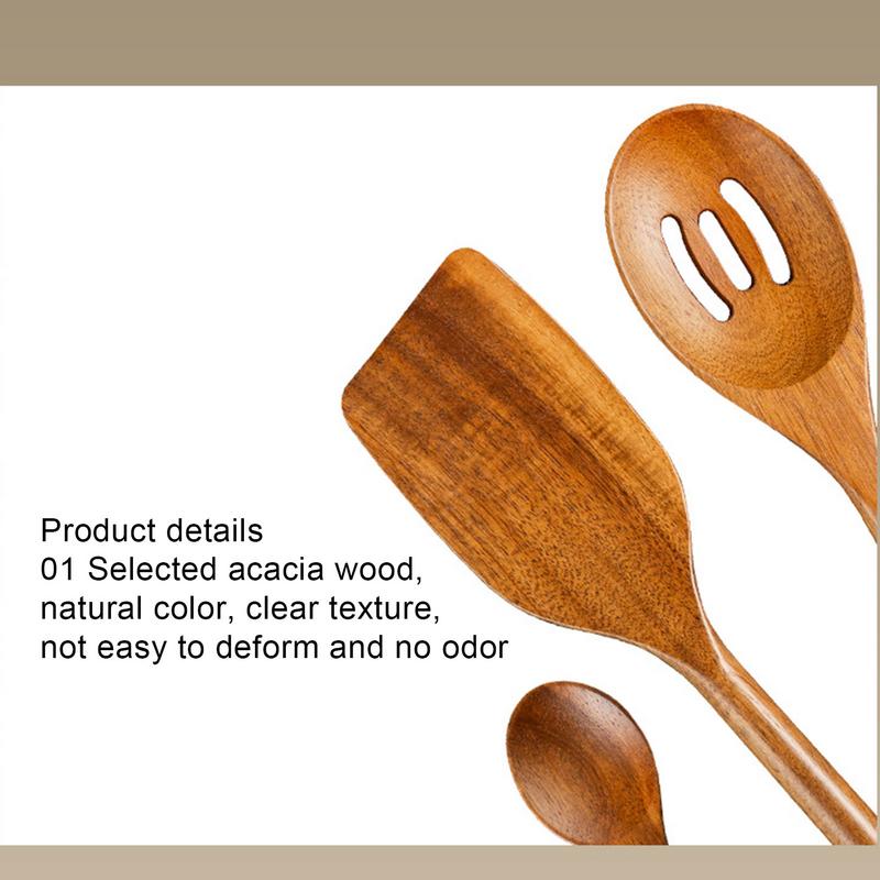Wooden Utensil Set Nonstick Comfort Grip Wooden Spatula Set Safe Natural Healthy Kitchenware For Mixing Serving Home Family