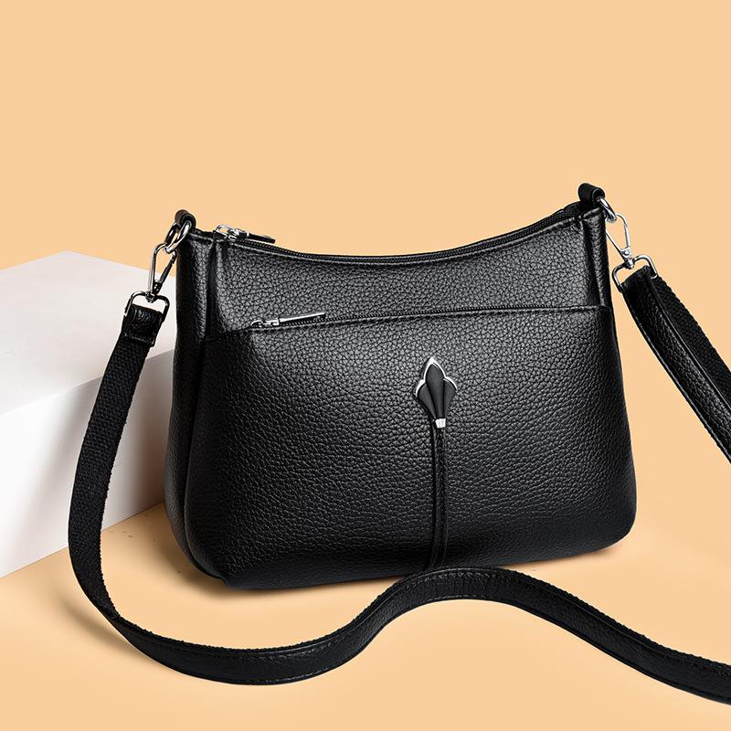 Populární módní texturovaná taška pro maminky, Jednoramenná crossbody taška z měkké kůže s vícevrstvým designem pod paži