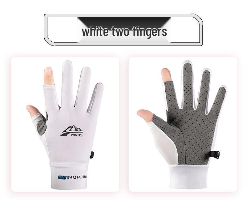 Breathable Summer Two-Finger Fishing Gloves - Unisex, Thin, Anti-Slip, for Outdoor Activities