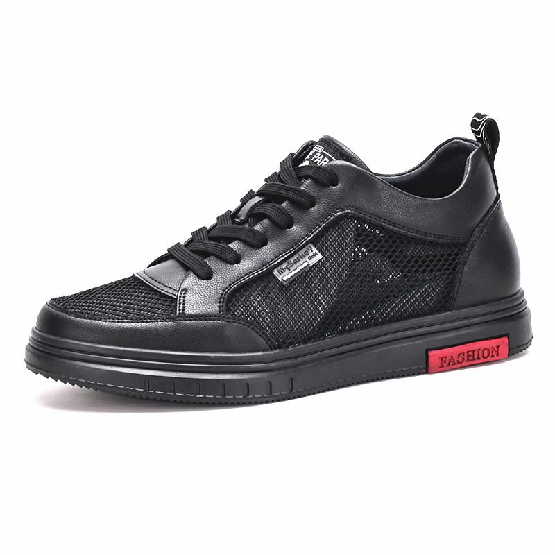 Man Summer Men Sneakers Elevator Shoes Height Increase Shoes For Men Height Insole 6Cm Black Shoes 37