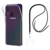 Case and Neck Strap for Samsung Galaxy A40 - Transparent Soft TPU Adjustable Black Cord Phonillico®