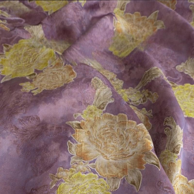 Retro Fragrant Cloud Gauze Flower Lily Jacquard Fabric Chinese-style Dress Fluffy Skirt Tote Bag Decorative Sewing Fabric