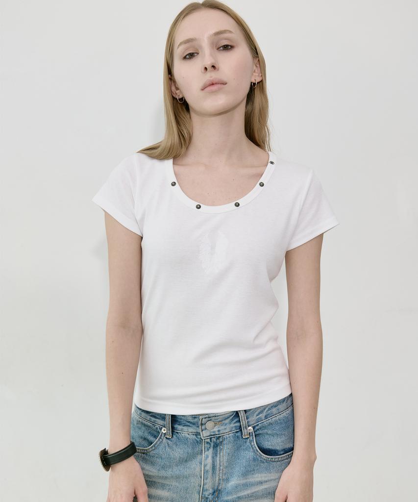 Lekim Lwe Studded T-Shirt (White)