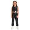 Mädchen Glitzernde Pailletten Reißverschluss Vorne Crop Top Elastische Taille Hose Hip Hop Jazz Tanz Set