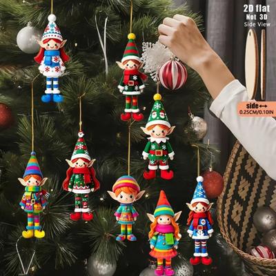 Kerst Elf Ornamenten Houten Elf Jongens Meisjes Kerstboom Hanger Ornamenten voor Thuis Boom Binnen Buiten Vakantie Decor