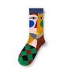 French Retro Abstract Oil Painting Mid-Calf Socks - Trendy Autumn/Winter High-Top Creative Combed Cotton for Women