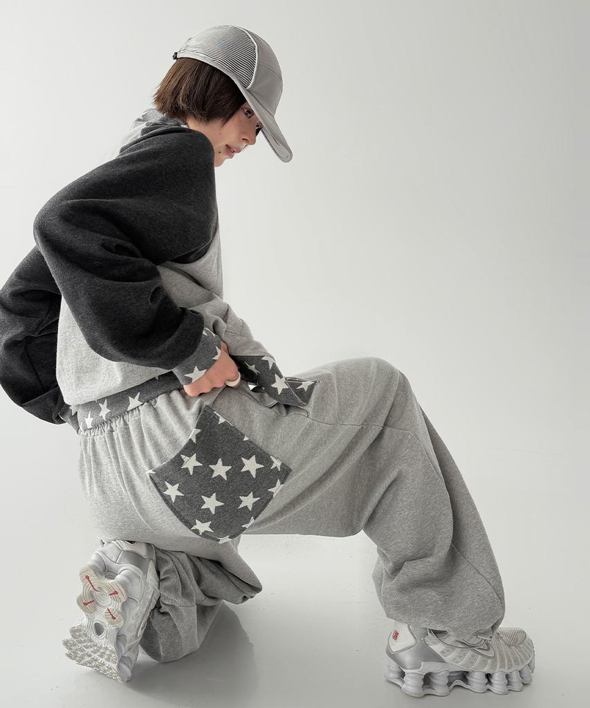 THE GREEN LAB Star Patch Terry Pants [Melange Gray]