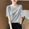 Tencel Women's Breathable Round Neck Short Sleeve Top - Spring & Summer Versatile Loose Fit