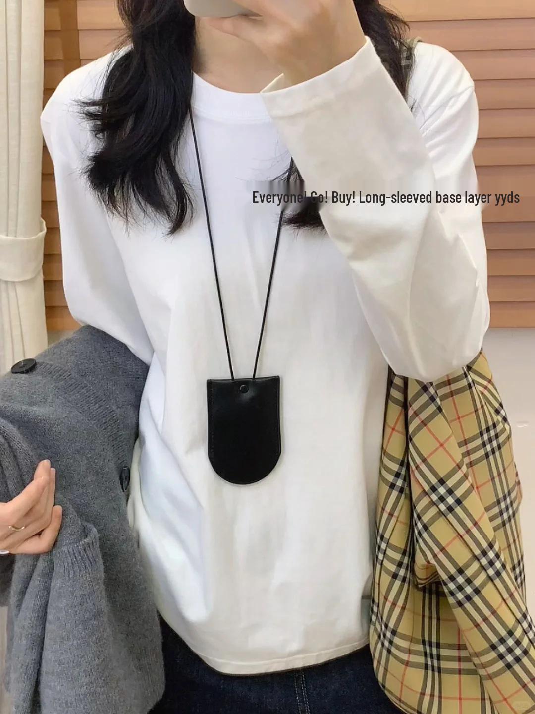 Women s Brushed Warm White Long Sleeve Round Neck Top for Autumn/Winter 2XL