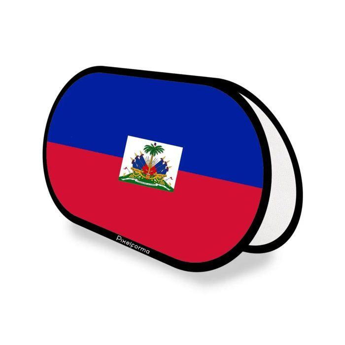 Drapeau Ovale - Haïti - 70 x 120 cm - Polyester - Impression recto/verso - Pliable rétractable