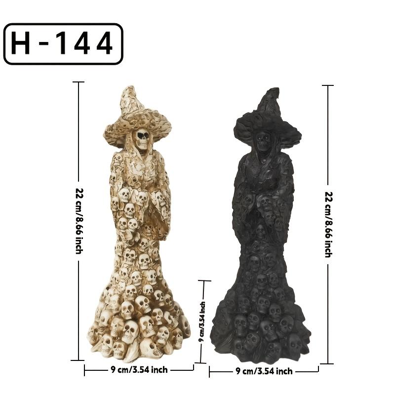 Dark Gothic Skull & Witch Resin Statue for Halloween Decor, Tattoo Shops, and Horror Collectibles