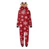 Christmas Family Matching Pajamas Set Elk Snowflake Print Long Sleeve Loungewear Full-Body Jumpsuit for Christmas Holidays And Family Gatherings