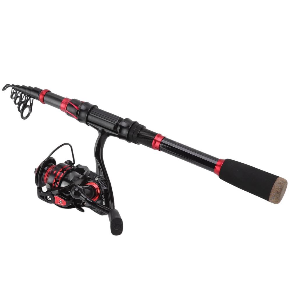 2.1m Telescopic Fishing Rod Carbon Fiber Casting Rod Fishing Reel Combo Set with Fishing Line