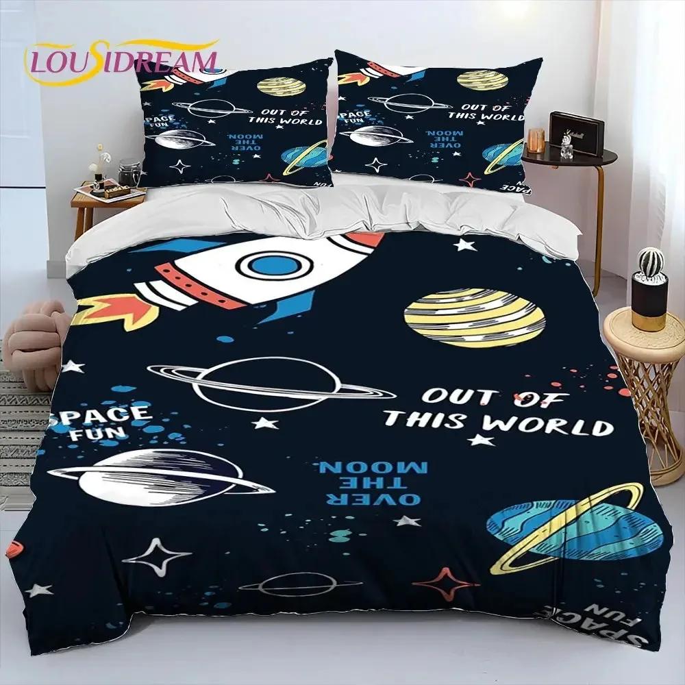 Comforter Astronaut Space Cartoon Comforter Bedding Set Bed Set King Queen Size Bedding Set For Child