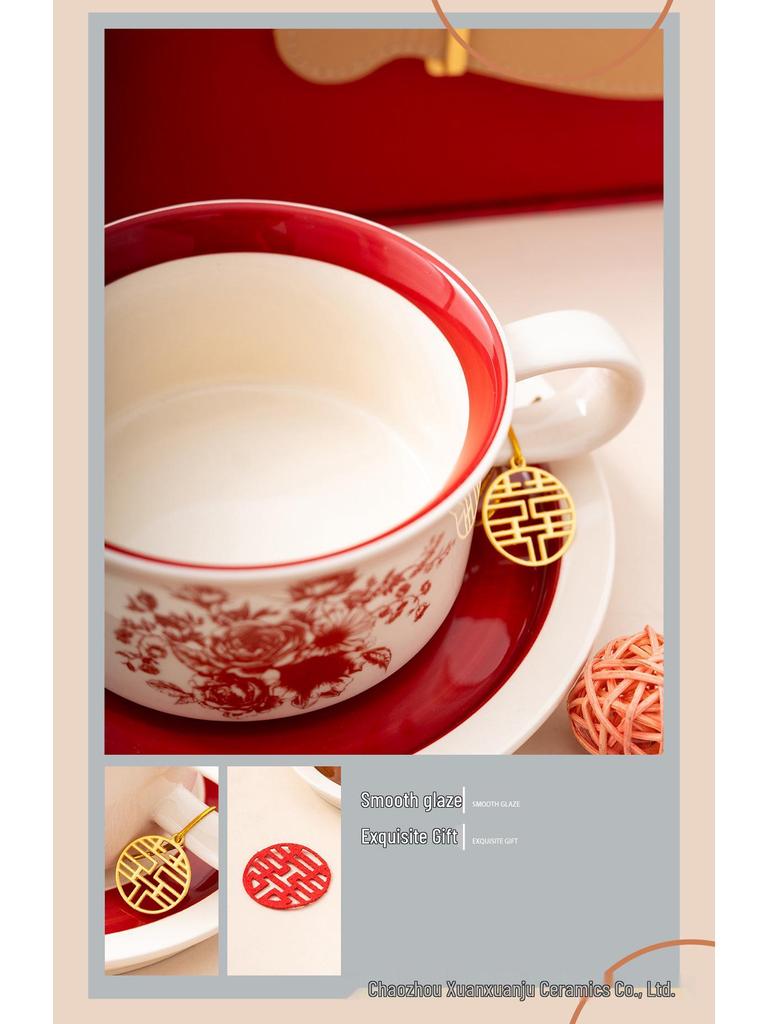 Elegant Retro Ceramic Coffee Cup and Saucer Set - Ideal Gift for Afternoon Tea