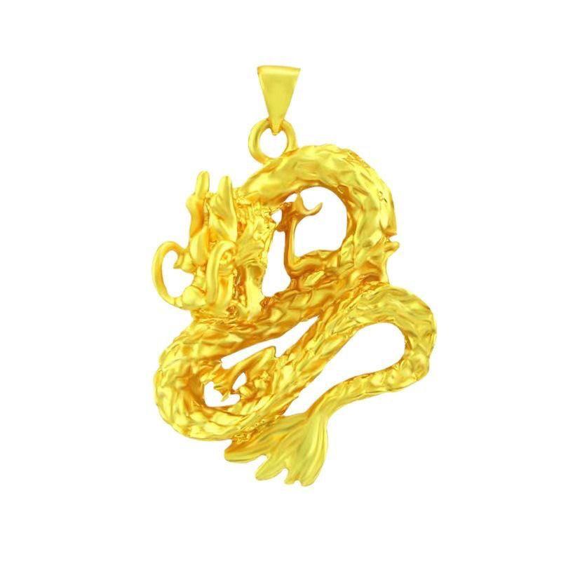 Vergoldete 3D Fliegender Drache Anhänger Halskette - Herren Luxuriöses High-End Accessoire