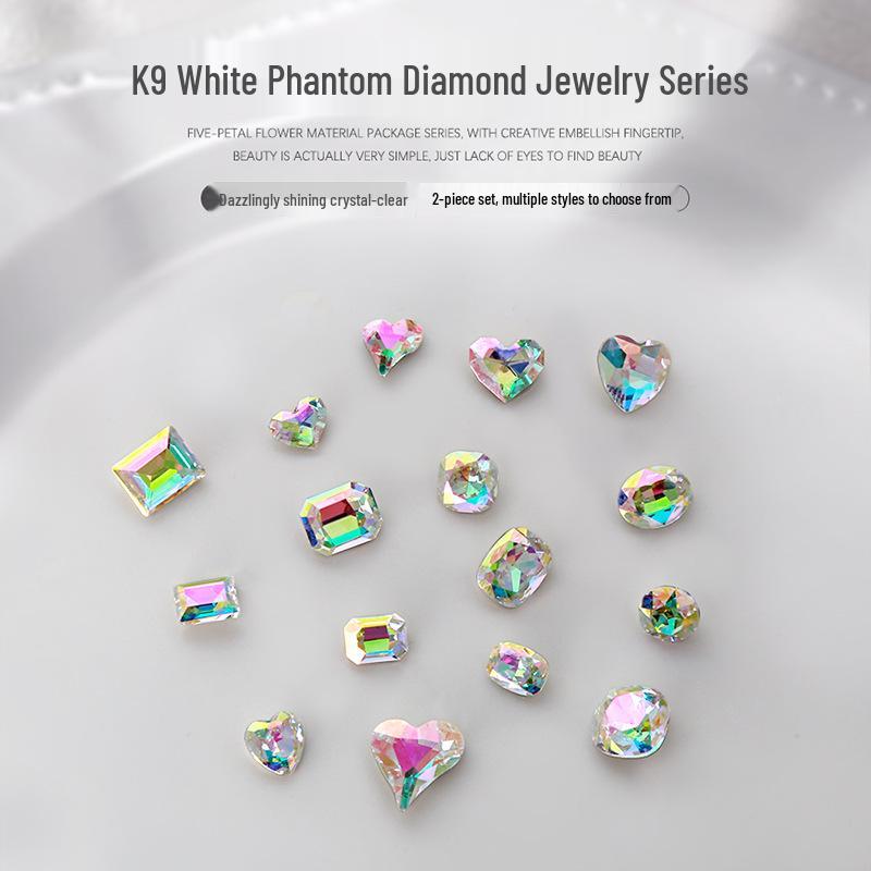 

K9 Nail Art: Skewed Heart & Rectangle Rhinestone Nail Decorations (2pcs)
