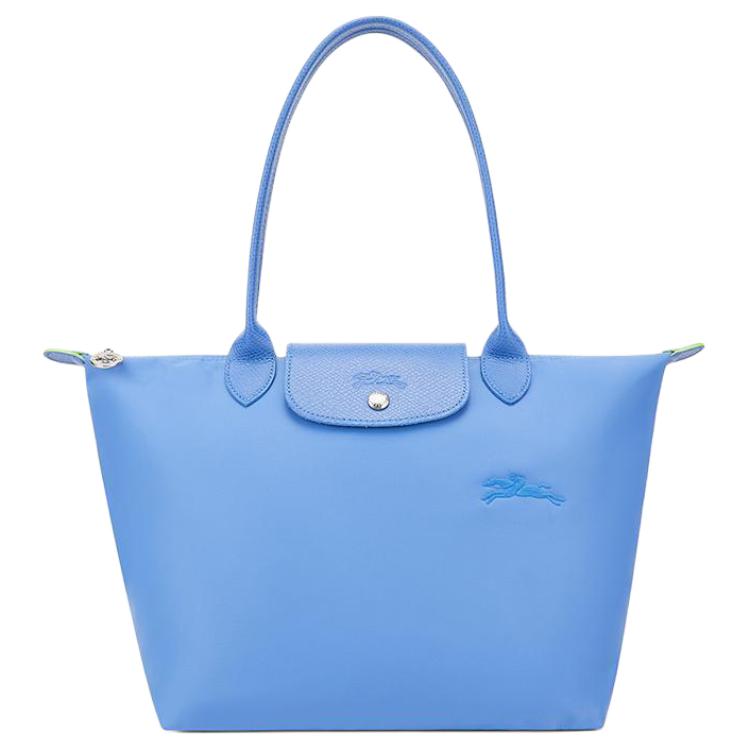 

Longchamp Button Zipper Closure Recycled Polyamide Canvas Tote Shopping Bag Women Tote Blue 2605919P82 Basic Set (Bag)