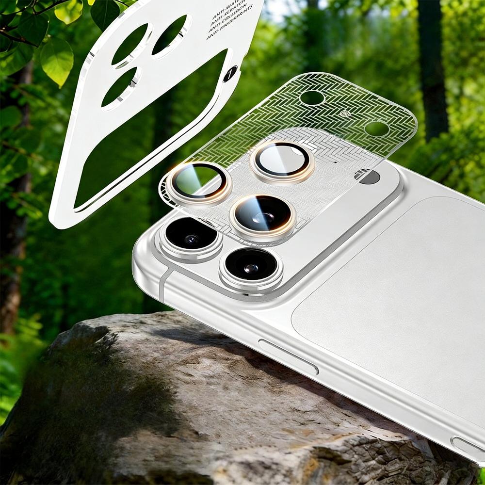 

Mesh Heat-dissipation Metal Base Sticker with Ring Lens Protector for IPhone 17 Pro Max 17Pro Ultra Slim Invisible Full Back Cap Bundle5 срібний