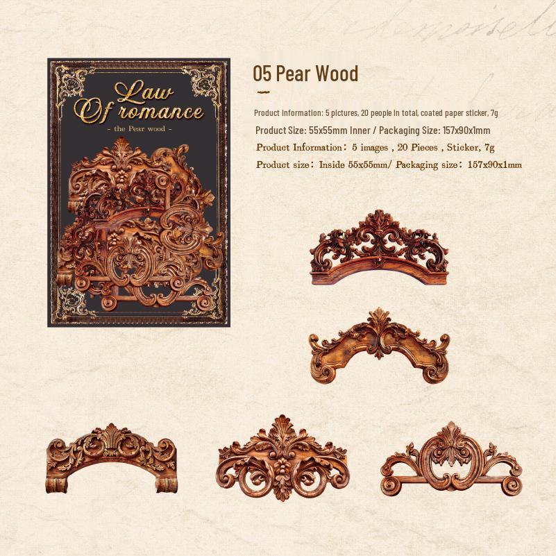 Yan Ji Retro Sticker Pack: Romantic Rules Series - 20 Unique-Shaped Decorative Sheets