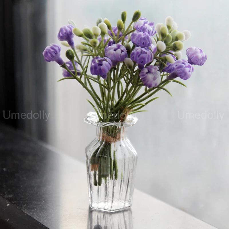 1/6 Scale Mini House Decoration Miniature Dollhouse Glass Flower Vase for BJD Blyth Doll Accessories Toy