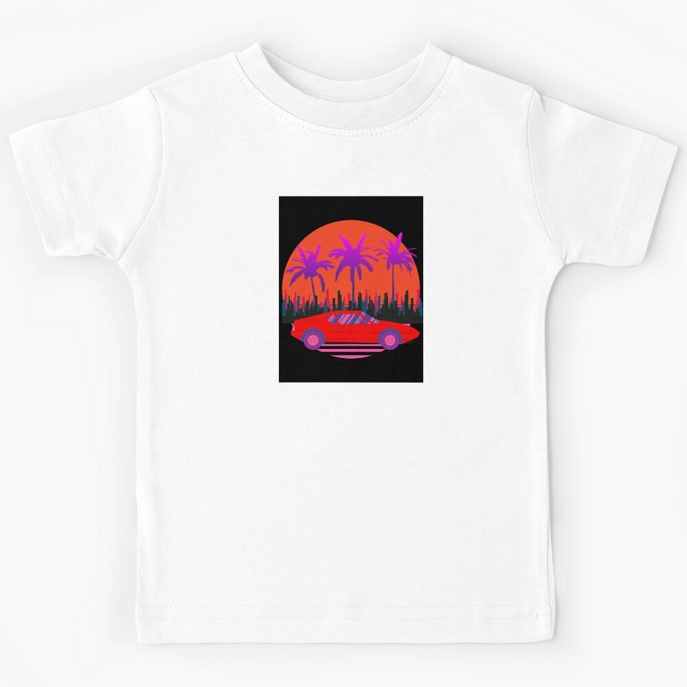 Summer car with beach city skyline Kids T-Shirt 110