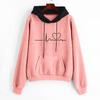 Women Fashion Long Sleeve Electrocardiogram Print Hoodie Pullover Top Sweatshirt