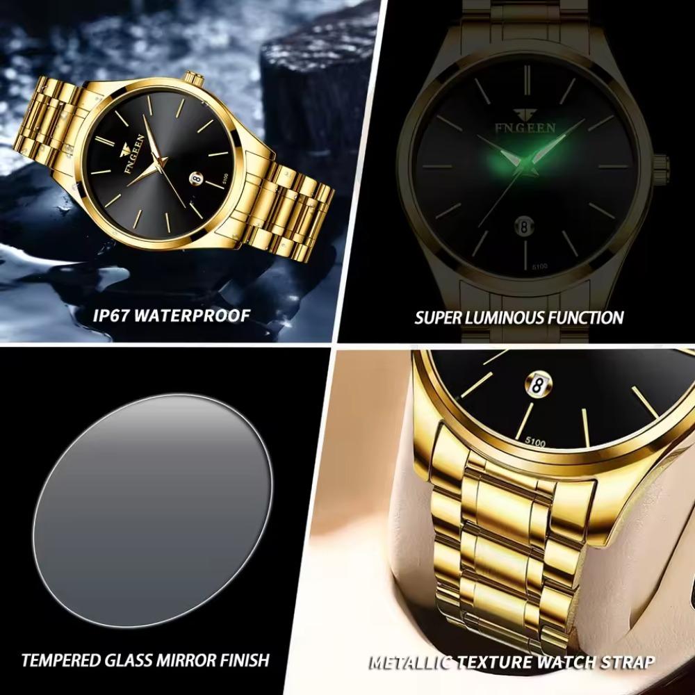 Men's Watch Brand Light Luxury Stainless Steel Calendar Waterproof Men's Business Leisure Fashion Quartz Watch