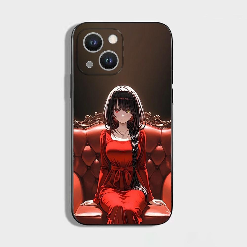 Tokisaki Kurumi Date a live 1 Phone Case For iPhone 16 15 Plus 14 13 Pro Max 12 Mini 11 X XS XR 7 8 8Plus Black Soft Phone Coque