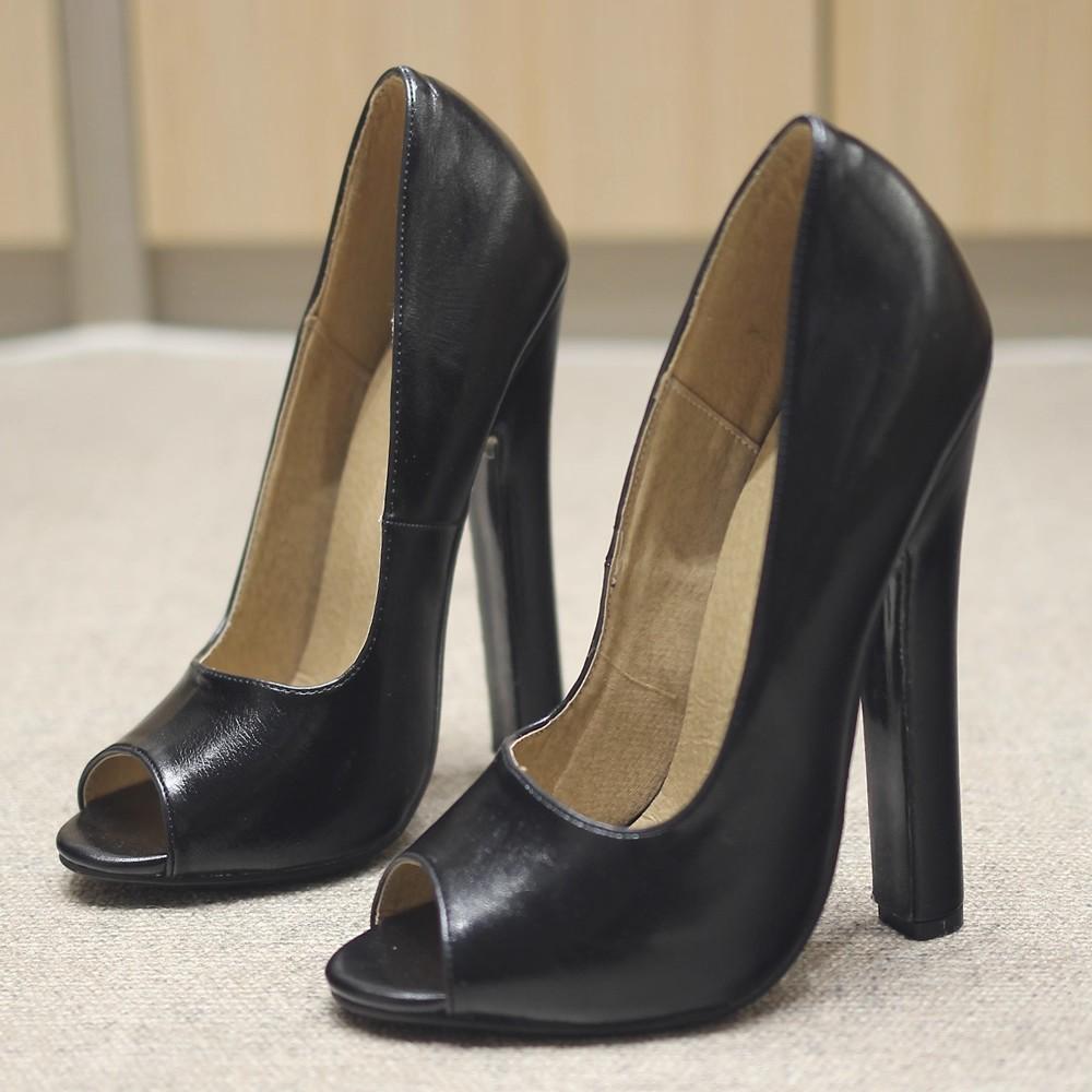 16cm Hohe Blockabsatz Pumps Damen Peeptoe Schuhe Unisex Pole Dance Nachtclub Sexy Schuhe