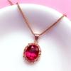 Purple Gold Inlaid Oval Redstone Egg Surface Pendant Rose Gold Plated Premium Colored Gold Necklace