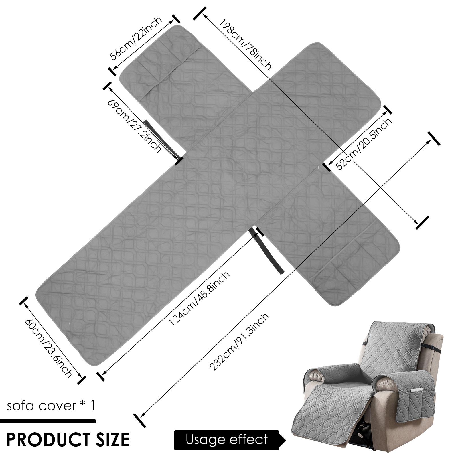 

Waterproof Recliner Cover Polyester Sofa Protector Cover with Fixing Strap and Pocket Couch Furniture Protector Home Decoration