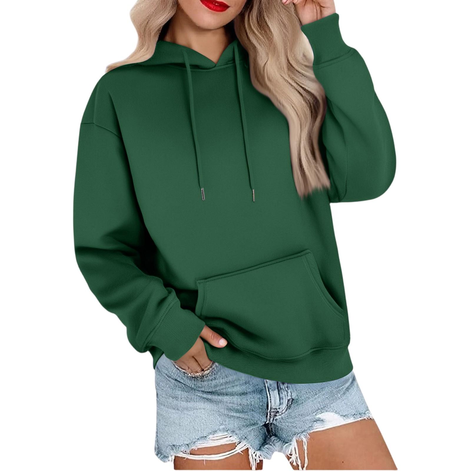 

Женская повседневная свободная спортивная толстовка с капюшоном и рукавами реглан из гладкой ткани L