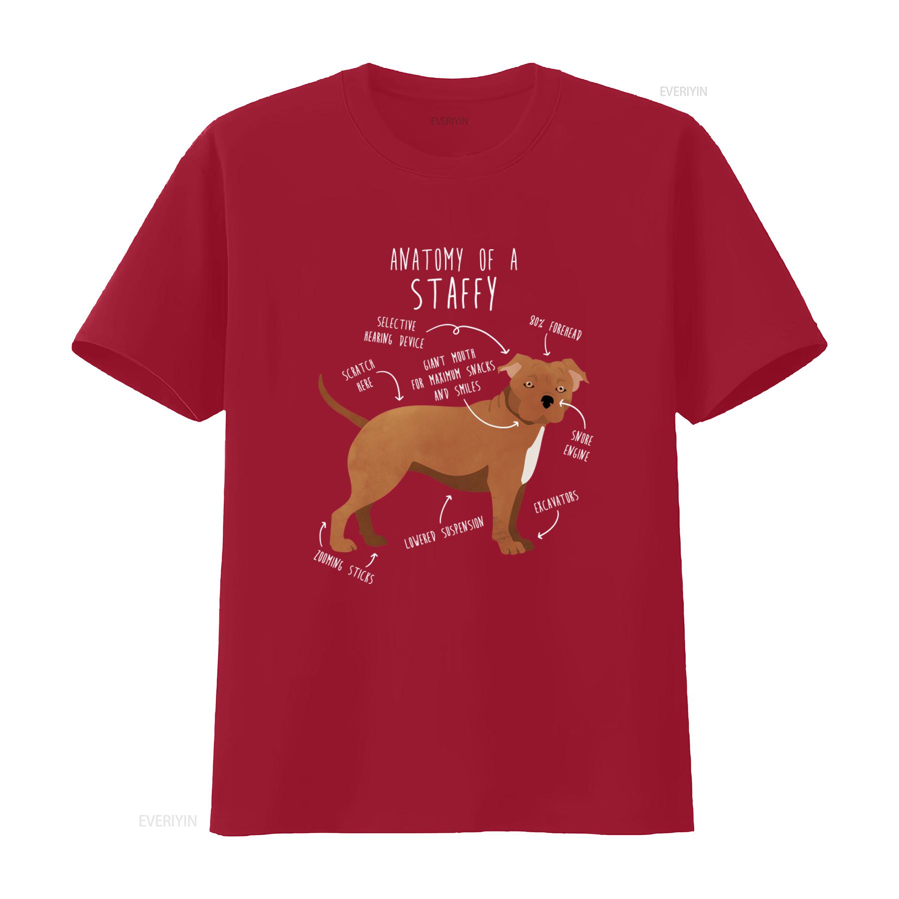 

Staffordshire Terrier T Shirt Funny Dog Lover Cute English Staffy Brown Fawn Pet Mom Dad Anatomy Print vintage Washed homme S